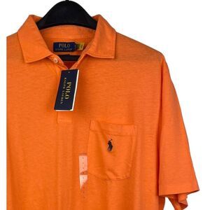NEW Polo Ralph Lauren Mens Large Classic Fit 100%‎ Cotton Pocket Polo Orange